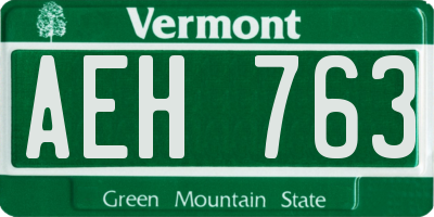 VT license plate AEH763