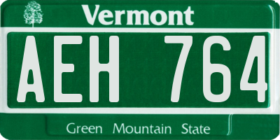 VT license plate AEH764