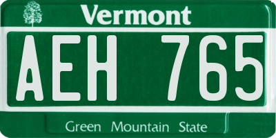 VT license plate AEH765