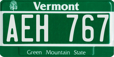 VT license plate AEH767