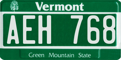 VT license plate AEH768