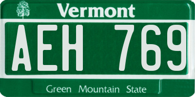 VT license plate AEH769