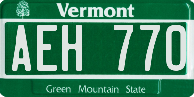 VT license plate AEH770