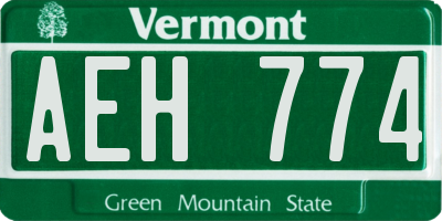 VT license plate AEH774