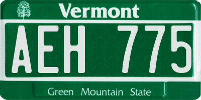 VT license plate AEH775