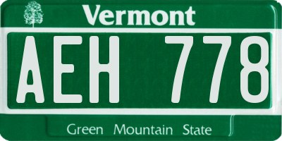 VT license plate AEH778