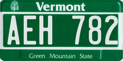 VT license plate AEH782
