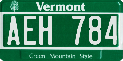 VT license plate AEH784