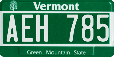 VT license plate AEH785