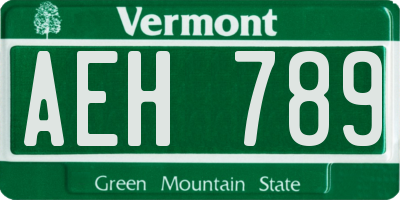 VT license plate AEH789