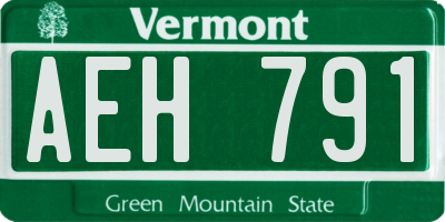 VT license plate AEH791