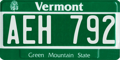 VT license plate AEH792