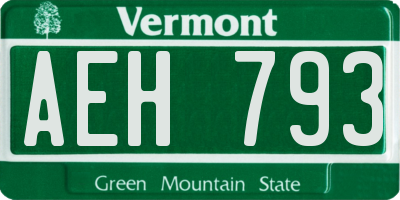 VT license plate AEH793