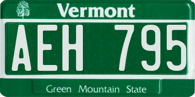 VT license plate AEH795