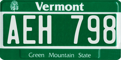 VT license plate AEH798