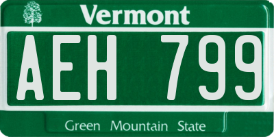 VT license plate AEH799