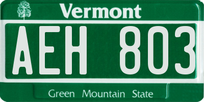 VT license plate AEH803