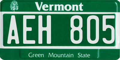 VT license plate AEH805