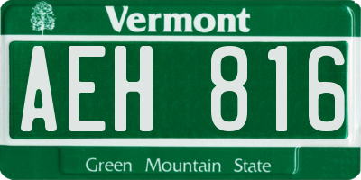 VT license plate AEH816
