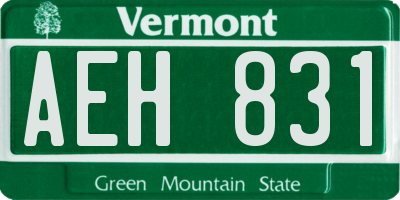 VT license plate AEH831