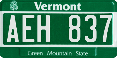 VT license plate AEH837