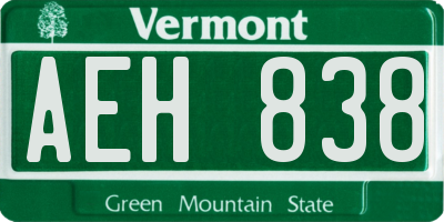 VT license plate AEH838