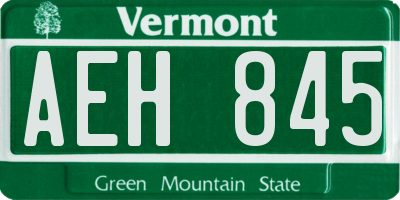 VT license plate AEH845