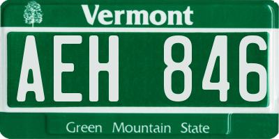 VT license plate AEH846