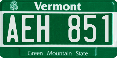 VT license plate AEH851