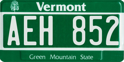 VT license plate AEH852