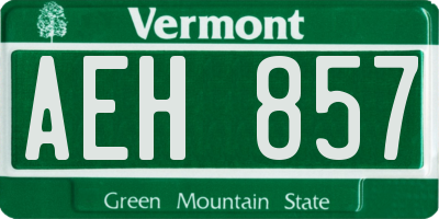 VT license plate AEH857