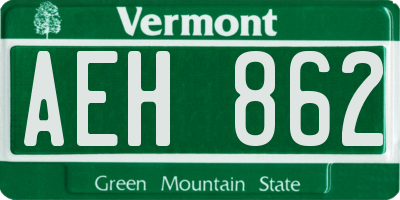 VT license plate AEH862