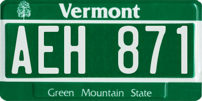 VT license plate AEH871