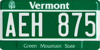 VT license plate AEH875