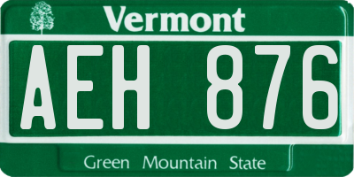 VT license plate AEH876