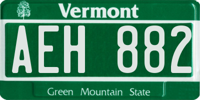 VT license plate AEH882