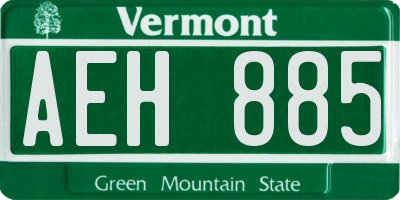 VT license plate AEH885
