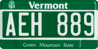VT license plate AEH889