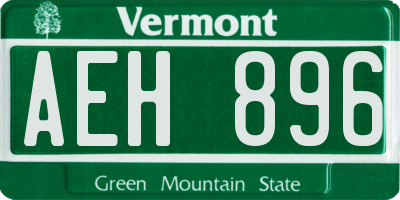 VT license plate AEH896