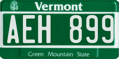 VT license plate AEH899