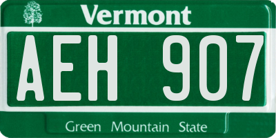 VT license plate AEH907