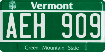 VT license plate AEH909