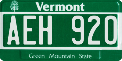 VT license plate AEH920