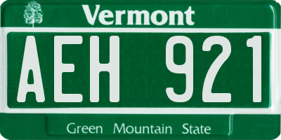 VT license plate AEH921