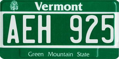 VT license plate AEH925