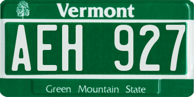 VT license plate AEH927