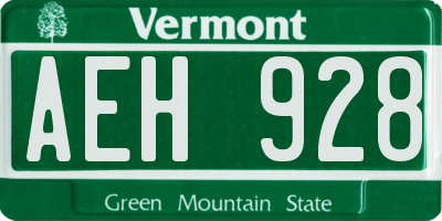 VT license plate AEH928
