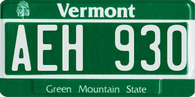 VT license plate AEH930