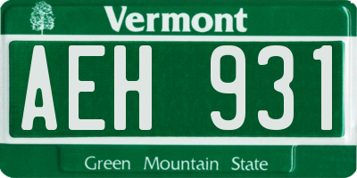 VT license plate AEH931