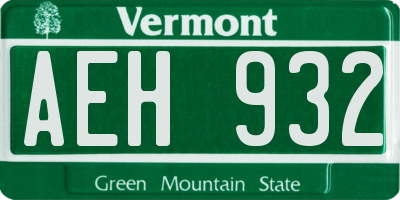 VT license plate AEH932
